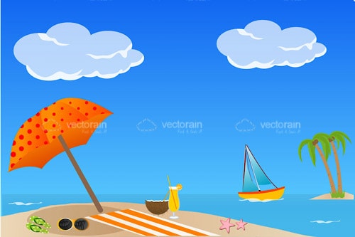 Illustrated Beach Scene